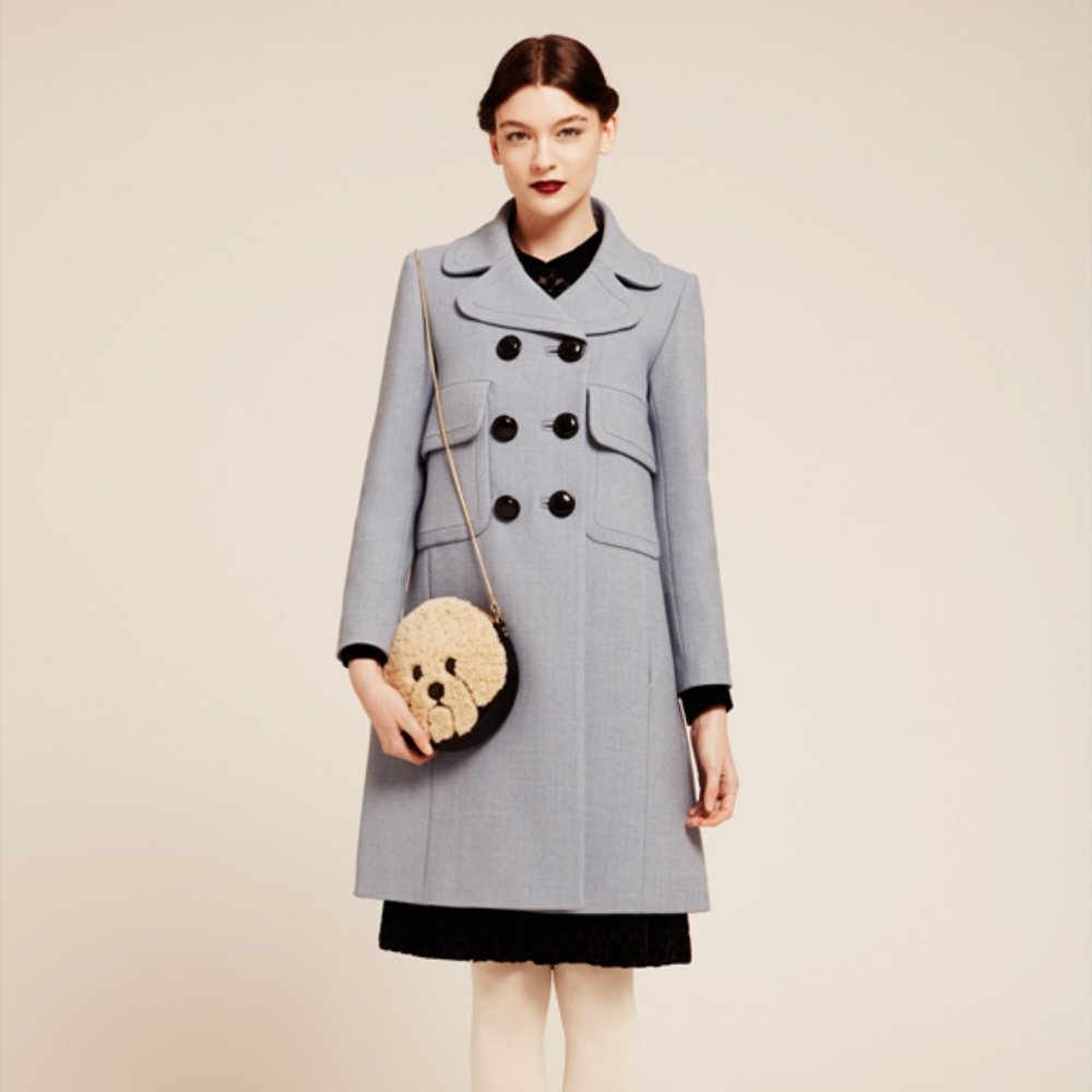 Orla Kiely double breasted wool coat in *grey* size 8 UK, 4/6 US